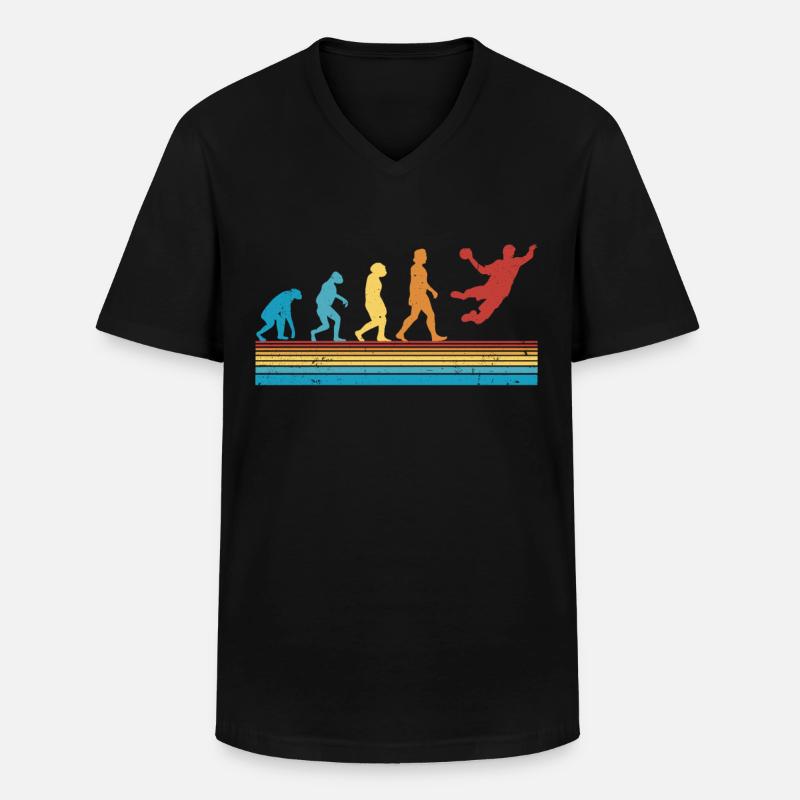 Handballer Evolution Handballteam - Männer-T-Shirt mit V-Ausschnitt - Schwarz