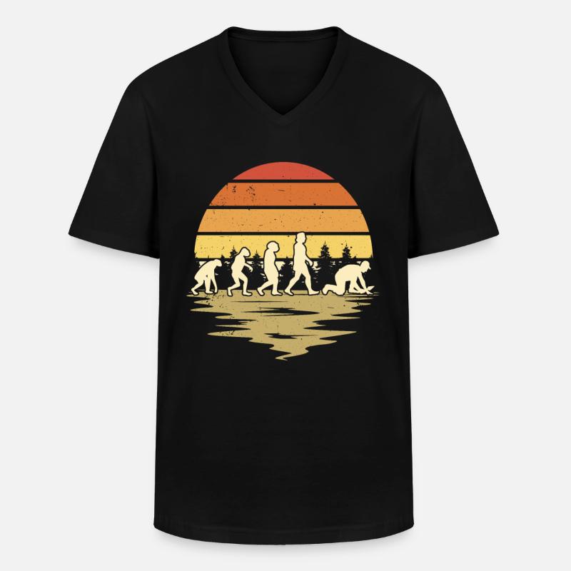 Fliesenleger Evolution Retro - Männer-T-Shirt mit V-Ausschnitt - Schwarz