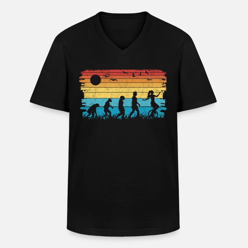 Einrad Evolution Einradfahrer - Männer-T-Shirt mit V-Ausschnitt - Schwarz