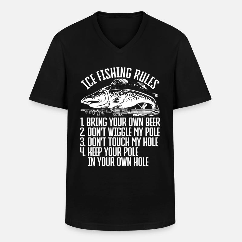 Eisfischen Eisangeln Eisloch Angeln - Männer-T-Shirt mit V-Ausschnitt - Schwarz