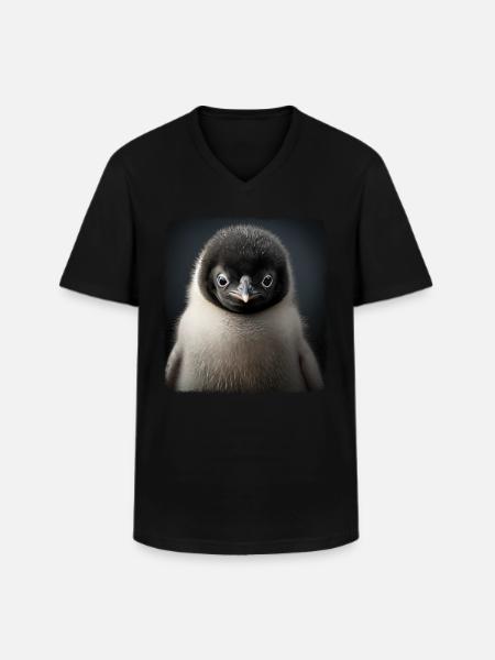 Penguins Realistic Penguin - Men's V-Neck T-Shirt - black