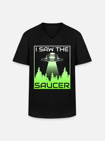 Utomjordisk, UFO, UAP, Rymden, Rymden Flygande Objekt - T-shirt med V-ringning herr - svart