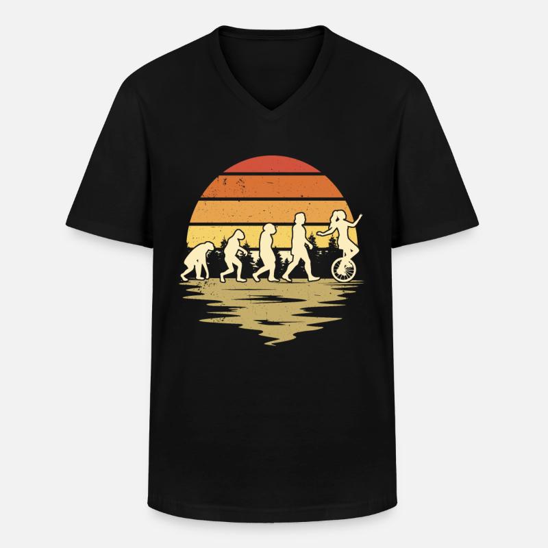 Einrad Evolution Einradfahrer - Männer-T-Shirt mit V-Ausschnitt - Schwarz