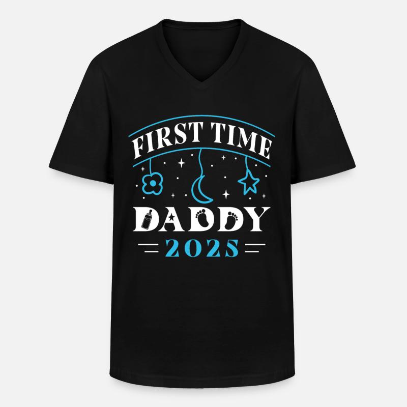 First Time Daddy 2025 - Men's V-Neck T-Shirt - black