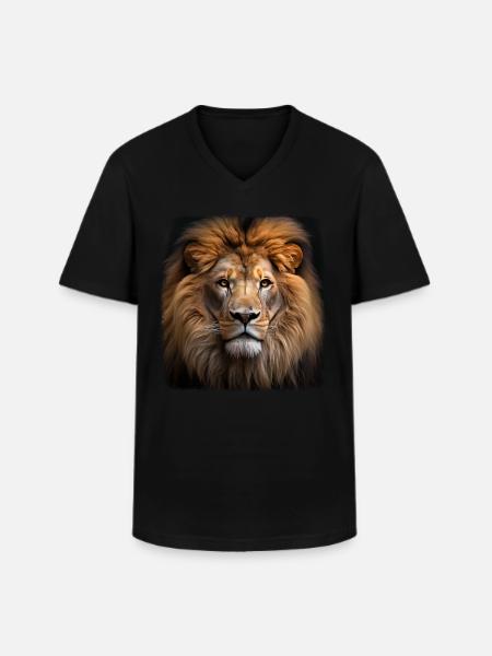 Lions realistic lion - Men's V-Neck T-Shirt - black