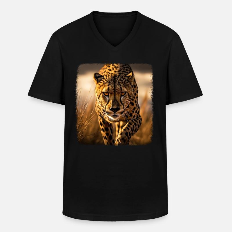 Geparde realistic Gepard - Männer-T-Shirt mit V-Ausschnitt - Schwarz