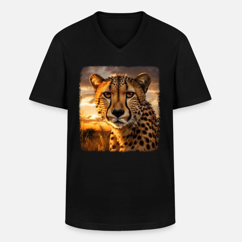 Geparde realistic Gepard - Männer-T-Shirt mit V-Ausschnitt - Schwarz