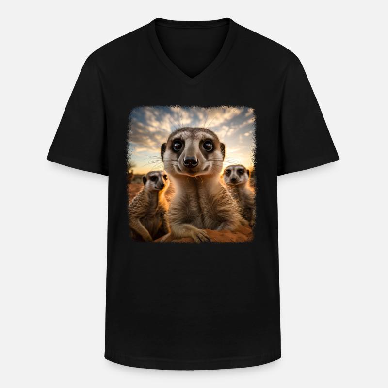 Meerkat realistic Erdmännchen - Männer-T-Shirt mit V-Ausschnitt - Schwarz