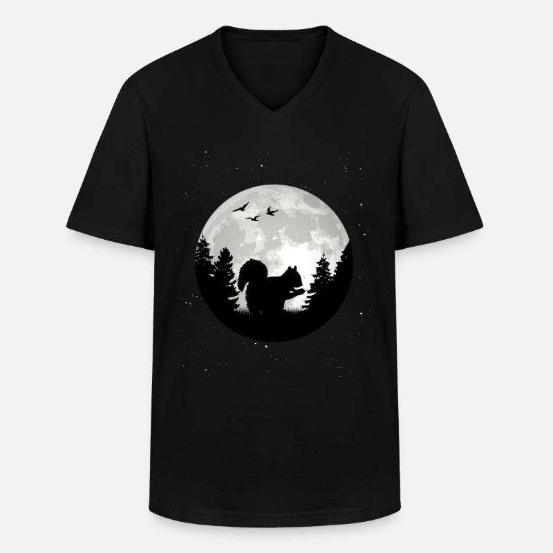 Eichhörnchen Mond - Männer-T-Shirt mit V-Ausschnitt - Schwarz