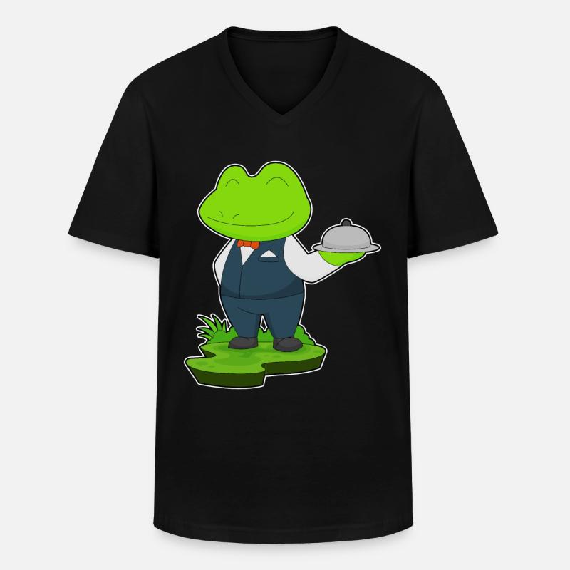 Frosch Kellner Servierplatte - Männer-T-Shirt mit V-Ausschnitt - Schwarz