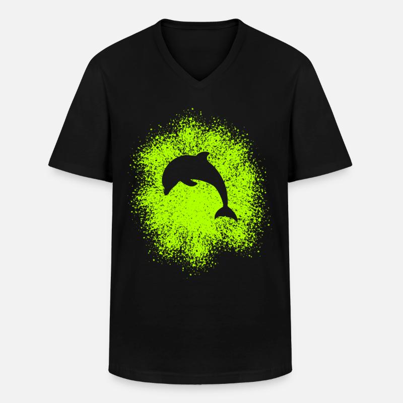 Delphin - Männer-T-Shirt mit V-Ausschnitt - Schwarz