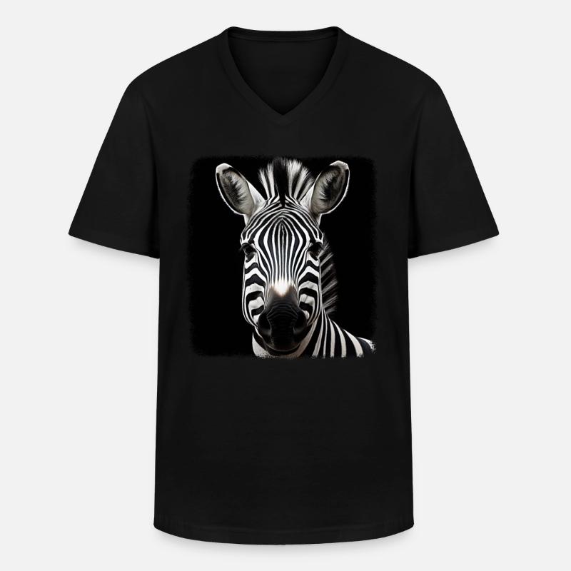 Zebras realistic Zebra - Männer-T-Shirt mit V-Ausschnitt - Schwarz