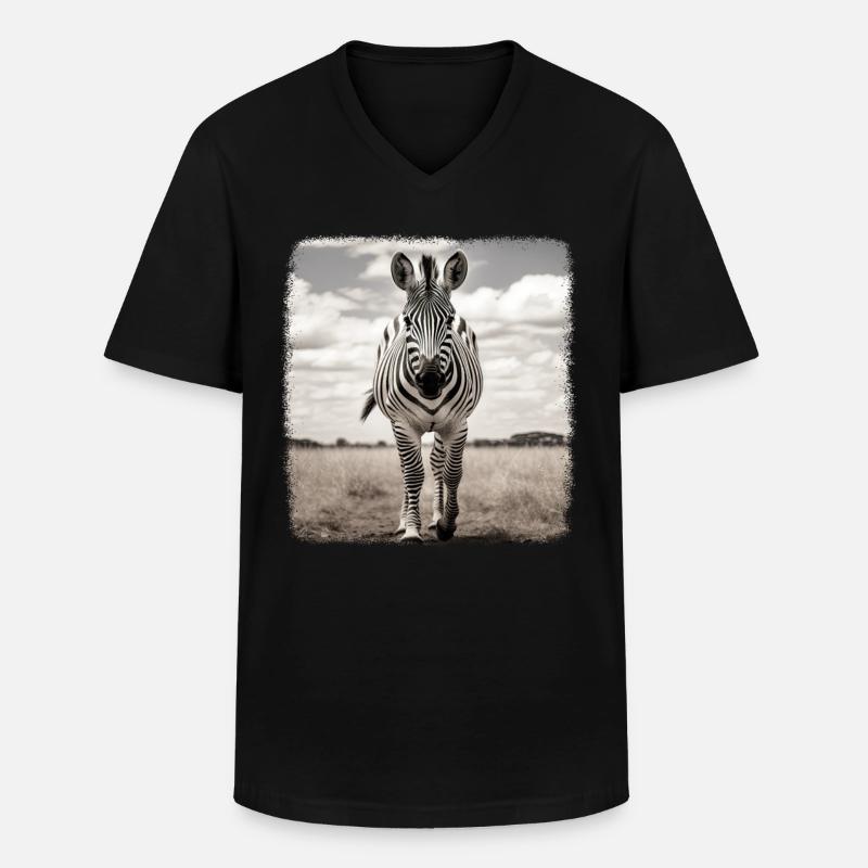 Zebras realistic Zebra - Men's V-Neck T-Shirt - black