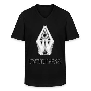 DÉESSE (sous-titre) #053 - T-shirt col V Homme - noir - Devant - AI Model Male 178 dark (178cm)