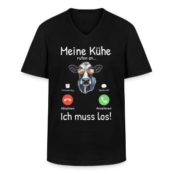 Meine Kühe Rufen An - Männer-T-Shirt mit V-Ausschnitt - Schwarz - Vorne - AI Model Male 178 dark (178cm)