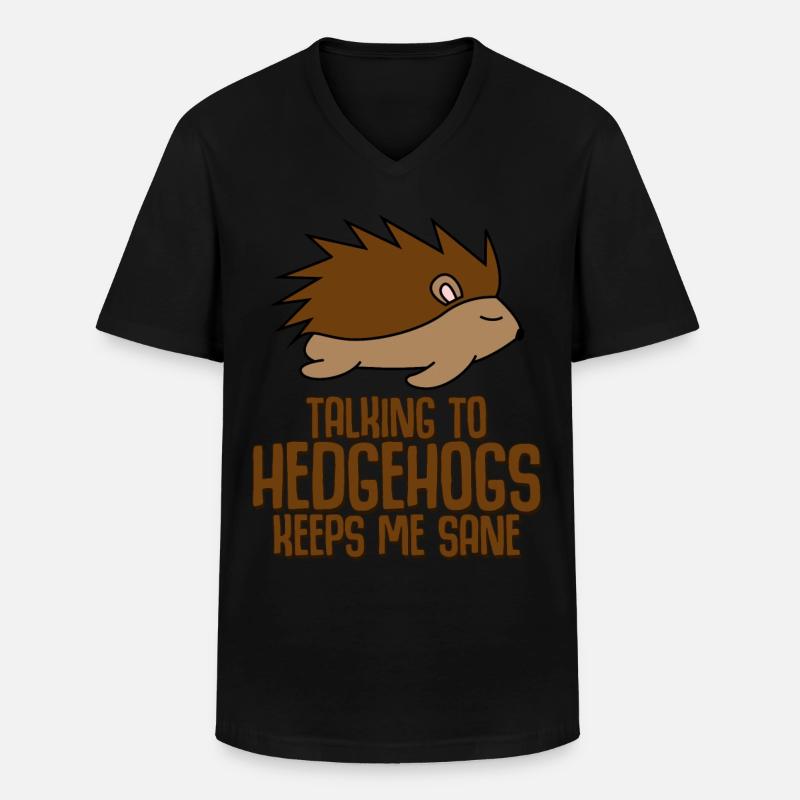 Hedgehog Funny Hedgehogs - Männer-T-Shirt mit V-Ausschnitt - Schwarz