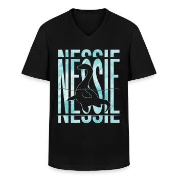 Nessie Loch Ness Monster - Männer-T-Shirt mit V-Ausschnitt - Schwarz - Vorne - AI Model Male 178 dark (178cm)