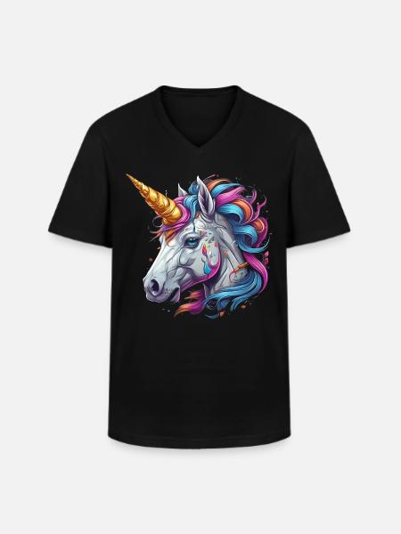 Unicorn Head - Men's V-Neck T-Shirt - black