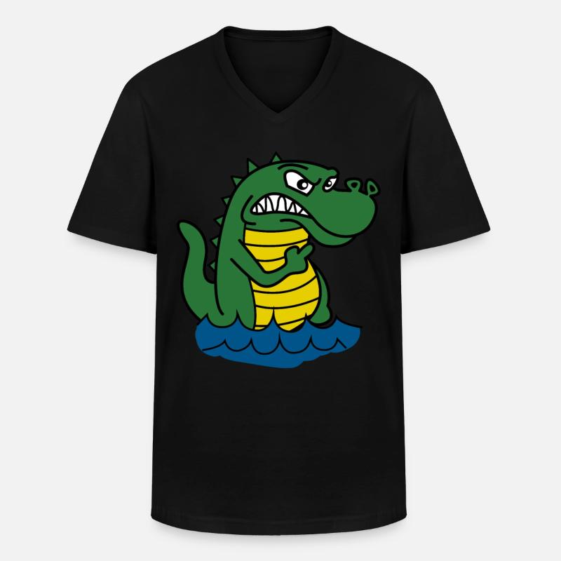 Alligators Grumpy Alligator - Männer-T-Shirt mit V-Ausschnitt - Schwarz