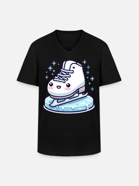 Ice Skating Kawaii - Men's V-Neck T-Shirt - black