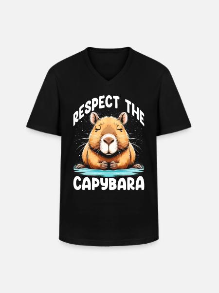 Respect The Capybara - Männer-T-Shirt mit V-Ausschnitt - Schwarz