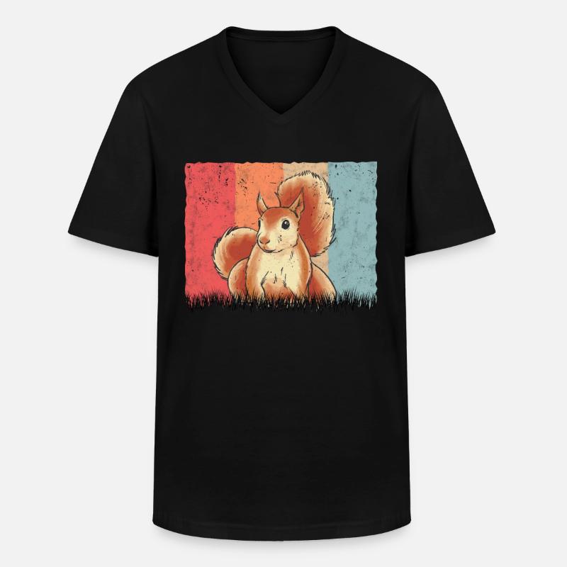 Eichhörnchen Retro Squirrel - Men's V-Neck T-Shirt - black