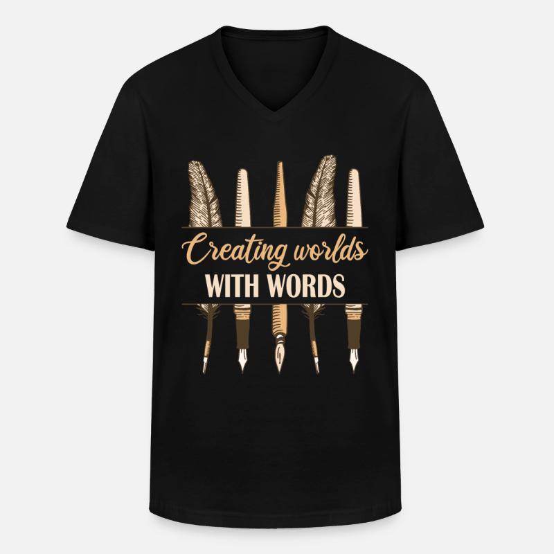 Autor Creating Worlds - Männer-T-Shirt mit V-Ausschnitt - Schwarz