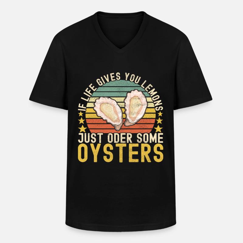 Austern Austernliebhaber - Männer-T-Shirt mit V-Ausschnitt - Schwarz