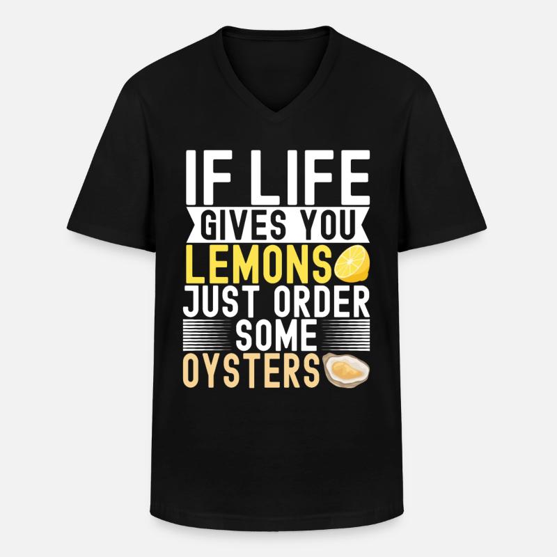 Austern Austernliebhaber - Männer-T-Shirt mit V-Ausschnitt - Schwarz