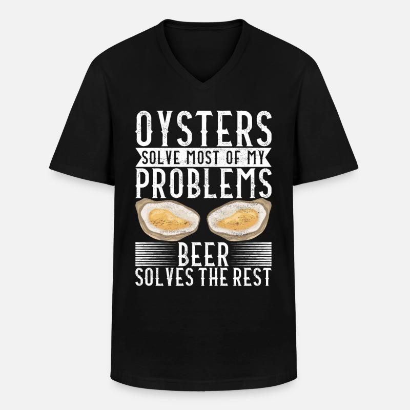 Austern Austernliebhaber - Männer-T-Shirt mit V-Ausschnitt - Schwarz