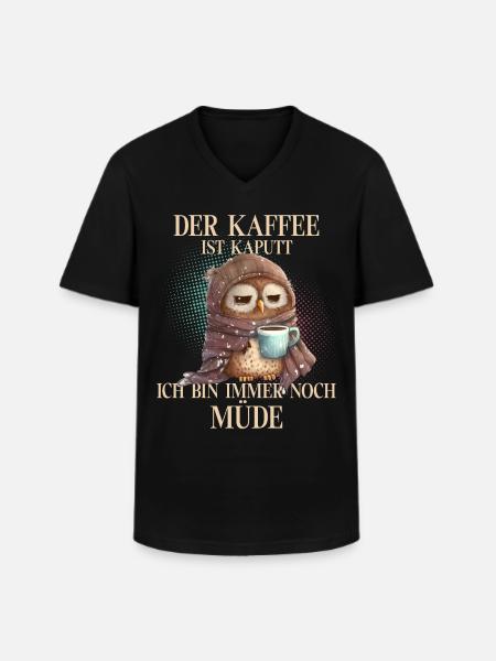 Eule Kaffee - Männer-T-Shirt mit V-Ausschnitt - Schwarz