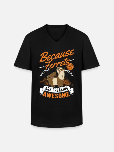 Frettchen Geschenk - Männer-T-Shirt mit V-Ausschnitt - Schwarz