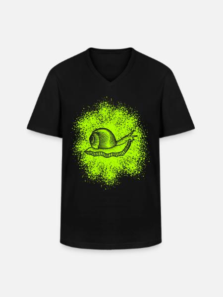Cute snail with snail shell - Men's V-Neck T-Shirt - black