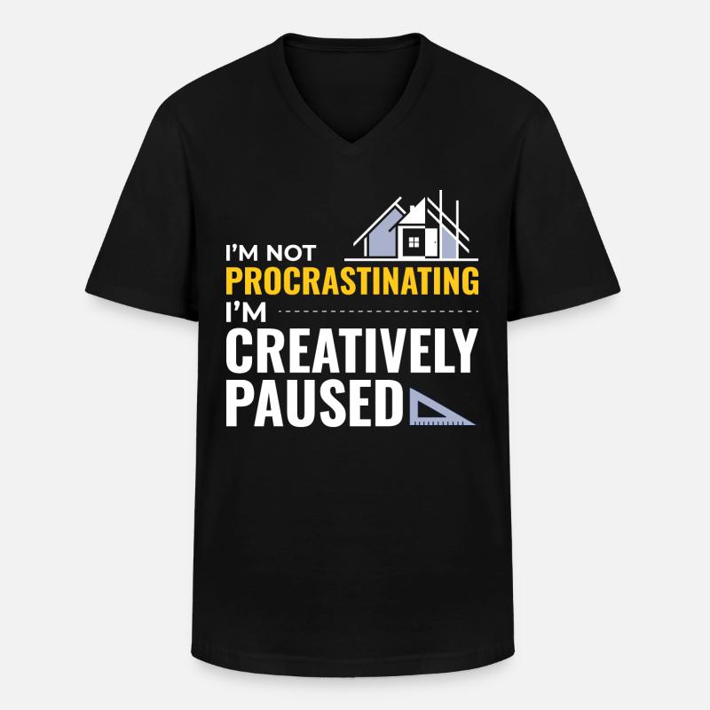 Architectes Construction Créativité Procrastination - T-shirt col V Homme - noir