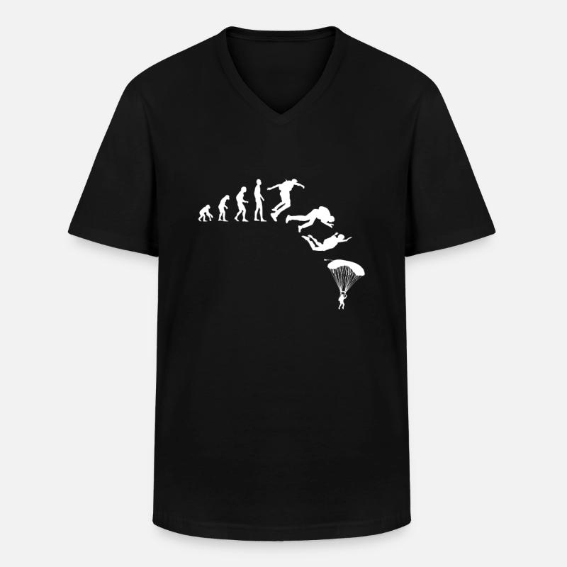 Parachute Evolution Glide Skydiving - Men's V-Neck T-Shirt - black