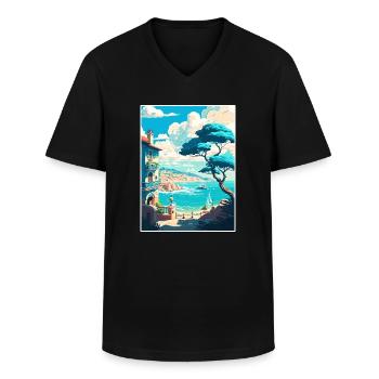 Nice Francescape Vintage Voyage Poster Souvenir - T-shirt col V Homme - noir - Devant - AI Model Male 178 dark (178cm)