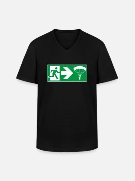 Emergency Exit Parachute Paraglider - Men's V-Neck T-Shirt - black