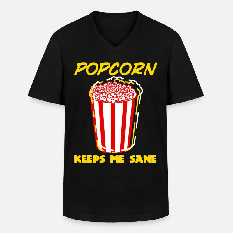 Popcorn Cinema - Männer-T-Shirt mit V-Ausschnitt - Schwarz