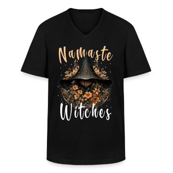 Namaste Witches Floral Witch Hat Wicca Witchy Occu - Männer-T-Shirt mit V-Ausschnitt - Schwarz - Vorne - AI Model Male 178 dark (178cm)