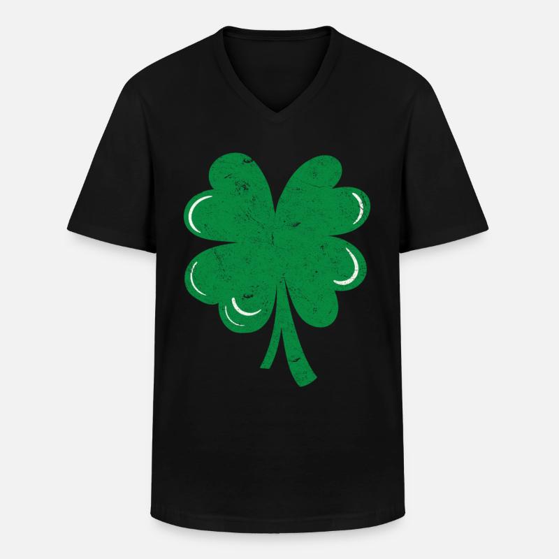 Vierblättriges Kleeblatt - Männer-T-Shirt mit V-Ausschnitt - Schwarz