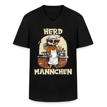 Erdmännchen kochen Koch Kochmütze Herdmännchen - Männer-T-Shirt mit V-Ausschnitt - Schwarz - Vorne - AI Model Male 178 dark (178cm)