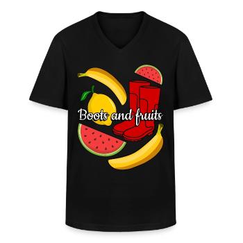 Red Rain Boots and Fruits - Männer-T-Shirt mit V-Ausschnitt - Schwarz - Vorne - AI Model Male 178 dark (178cm)