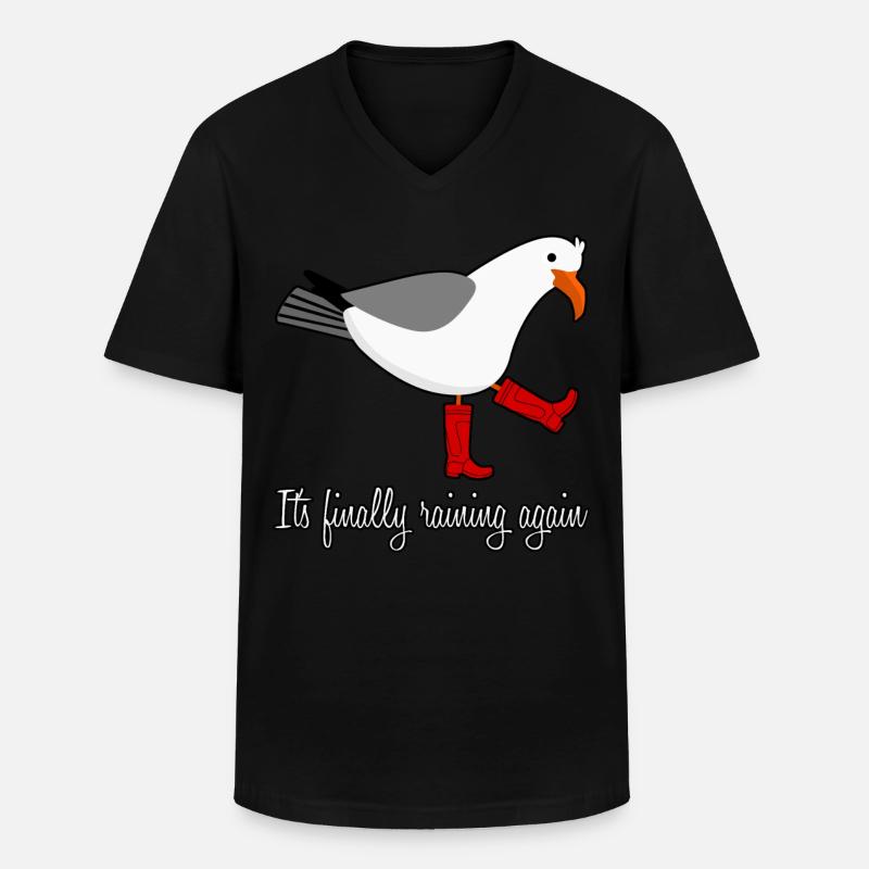 Seagull Rain Boots Gull - Männer-T-Shirt mit V-Ausschnitt - Schwarz