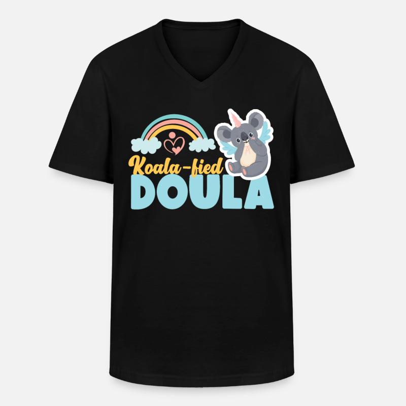 Doula Birth Worker Koala - Männer-T-Shirt mit V-Ausschnitt - Schwarz