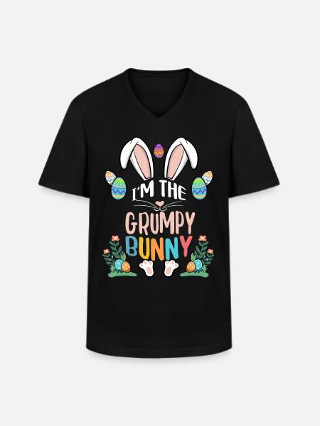 I'm The Grumpy Bunny - Men's V-Neck T-Shirt - black