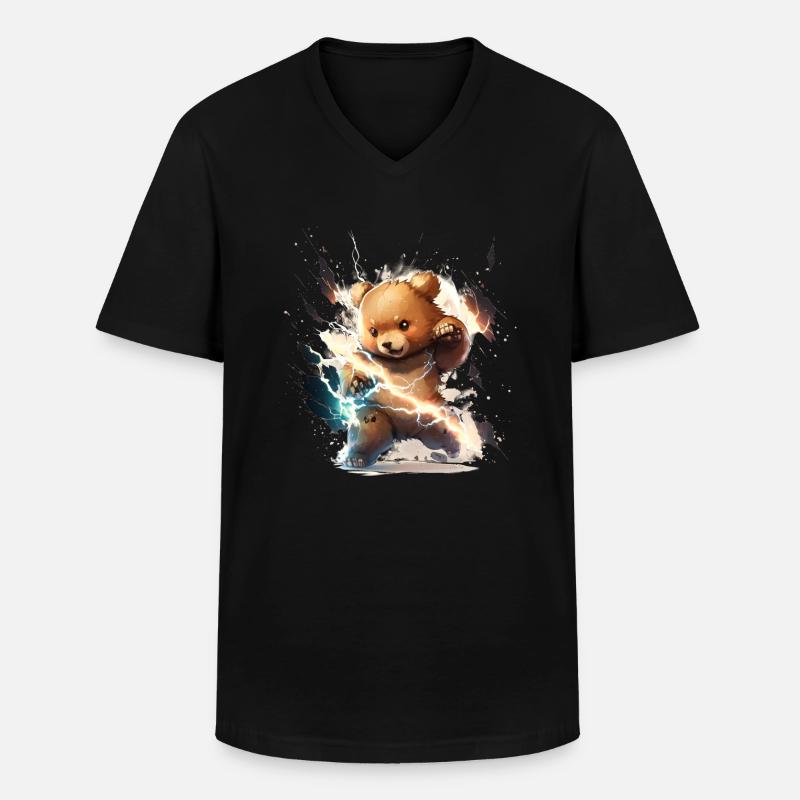 Blitzschlag-Teddy - Männer-T-Shirt mit V-Ausschnitt - Schwarz