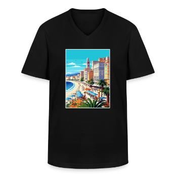 Nizza Francescape Vintage Reiseposter Souvenir - Männer-T-Shirt mit V-Ausschnitt - Schwarz - Vorne - AI Model Male 178 dark (178cm)