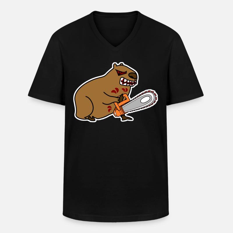 Capybaras Evil Capybara - Männer-T-Shirt mit V-Ausschnitt - Schwarz