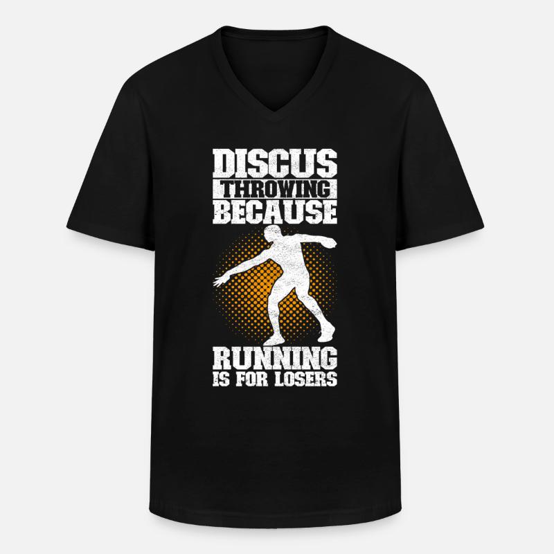 Diskuswerfer Diskuswerfen - Männer-T-Shirt mit V-Ausschnitt - Schwarz
