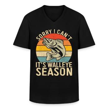 Walleye Fishing Angler - Men's V-Neck T-Shirt - black - Front - AI Model Male 178 dark (178cm)